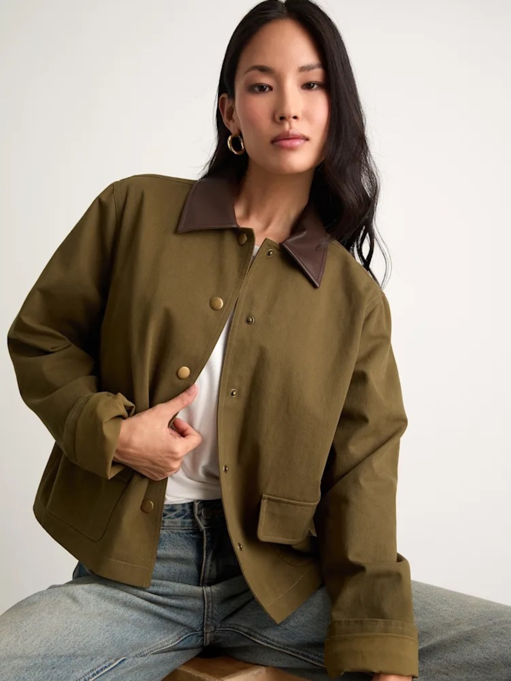 NWT Mareva Olive Green Twill Barn Jacket